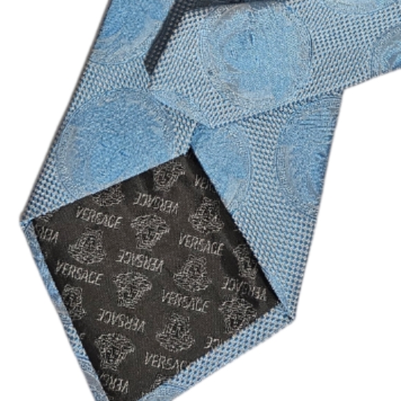 GIANNI VERSACE Blue Monogrammed Medusa Silk LUXURY Tie ITALY - Picture 4 of 4